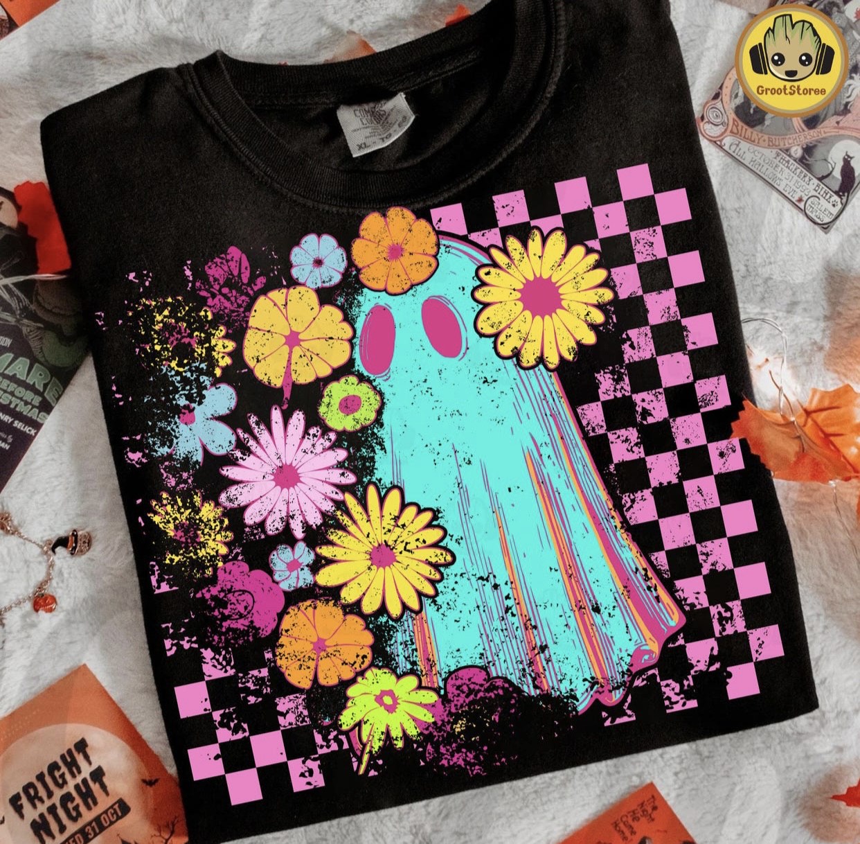 Colorful Retro Ghost Tee