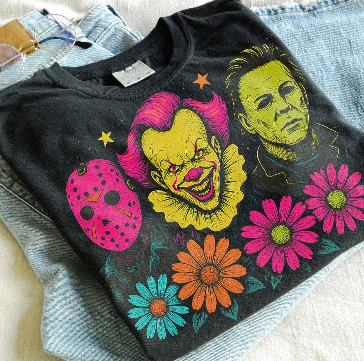 Neon Horror Character Tee